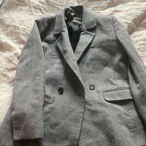 Anine Bing Gray Herringbone Blazer